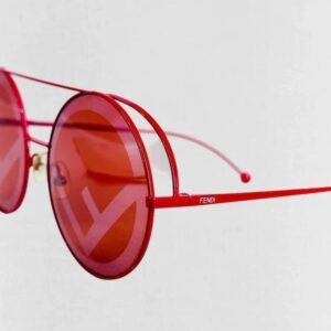 Fendi Red Run Away Round Tinted Sunglasses
